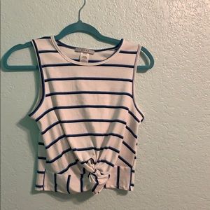 Cute Summertime white/blue striped croptop